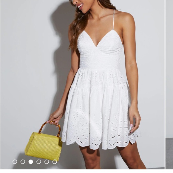 Vici Collection Noelle White Eyelet Strappy Open-Back Sundress - Picture 1 of 13